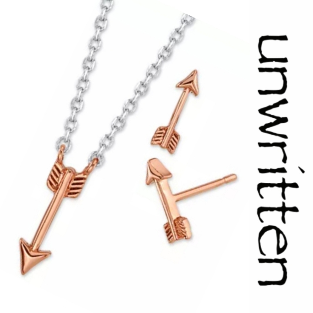 🆕️Unwritten Mini Arrow necklace & earring set